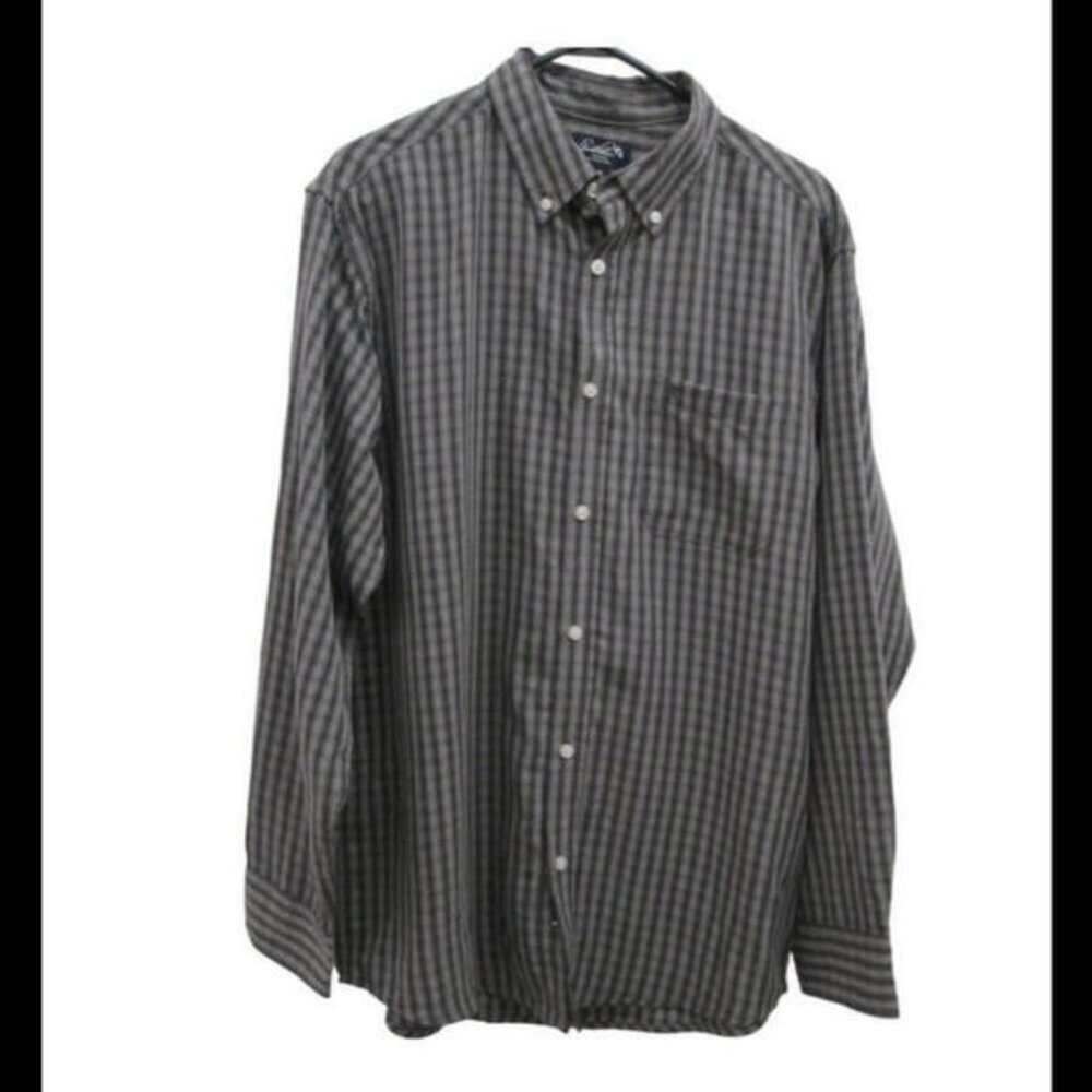 Arnold Palmer Easy Care Mens Button down Dress Shirt Gray Plaid Golf M 3840​​​​